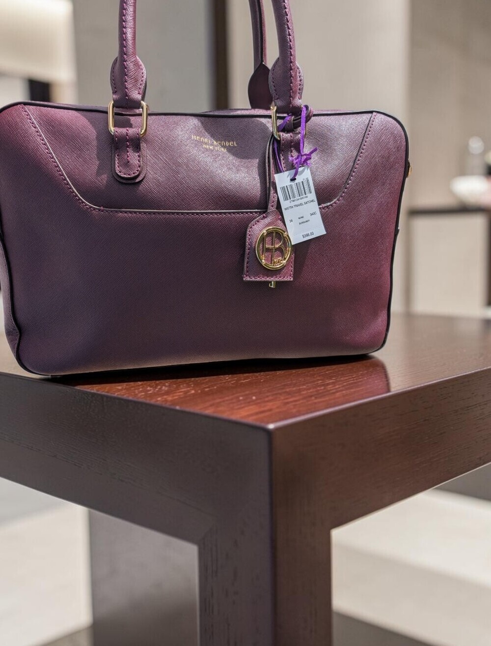 Henri Bendel West 57th Travel Satchel Burgundy Leather Bag (NWT)